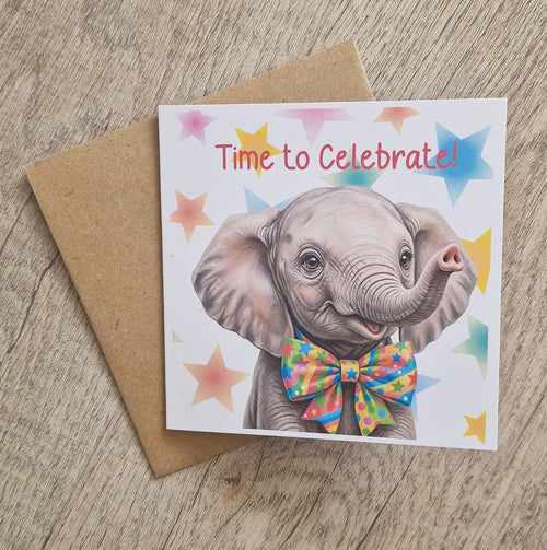 Cute elephant celebration greeting card