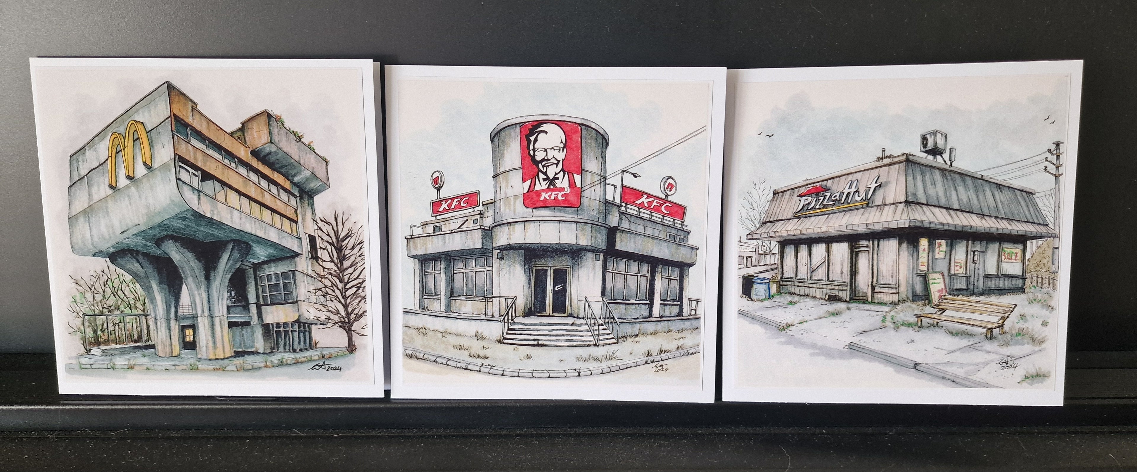 Fast food illustration greeting cards