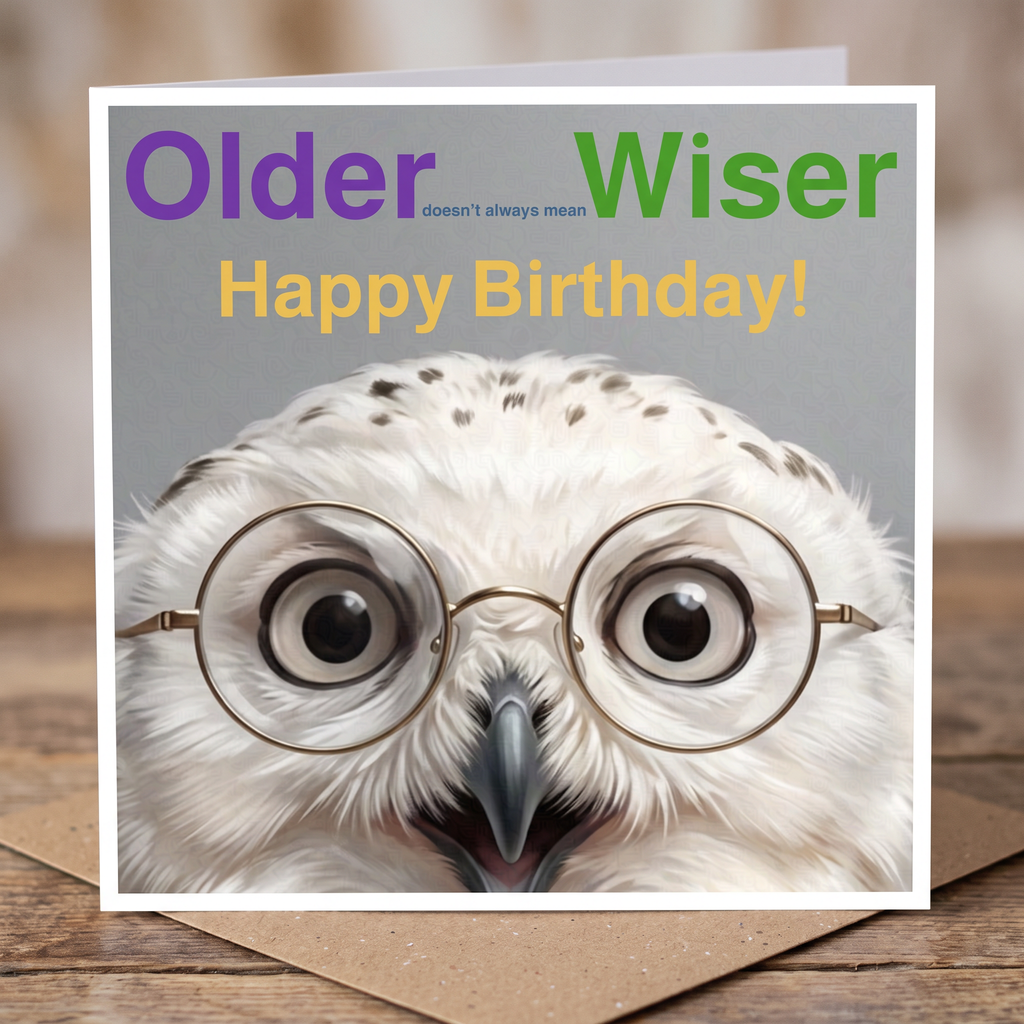 Funky owl Birthday card