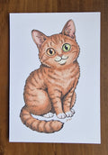 Ginger Cat Postcard sized limited edition print