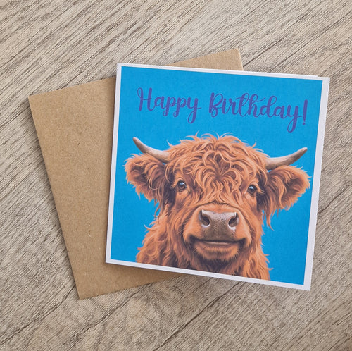 Cute Highland Cow Birthday card