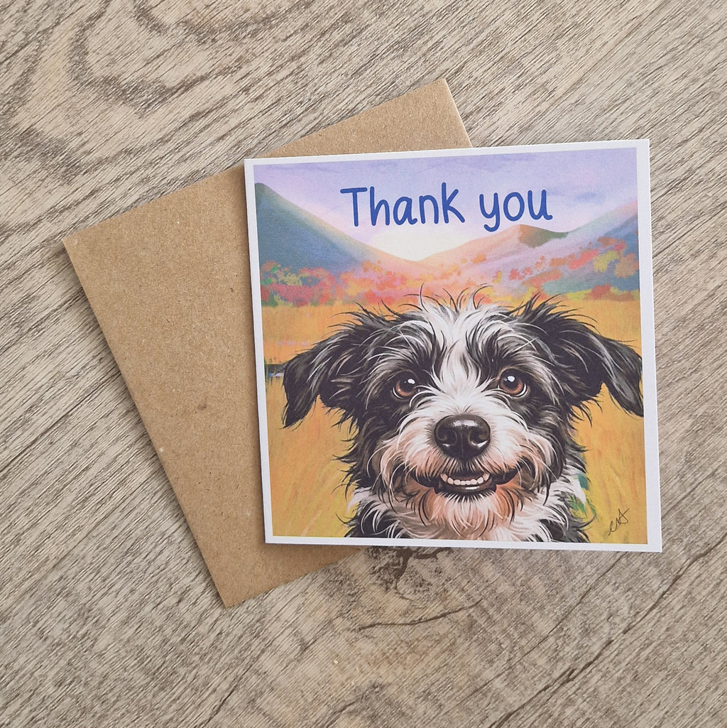 Cute scruffy dog thank you card