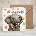 Cute elephant celebration greeting card