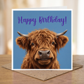 Cute Highland Cow Birthday card